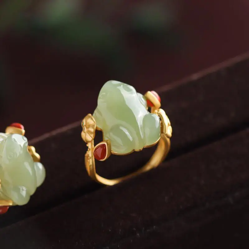 Women'S Accessories Rings - Green Jade Frog Rings Charms Natural