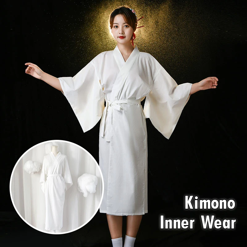 Women'S Kimono Accessories - White Traditional Japanese Kimono with Belt