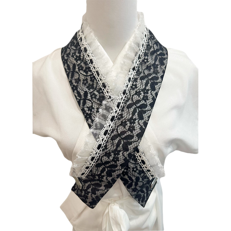 Women'S Kimono Accessories - Japanese Lace Embroidered Ruffled Fake Half