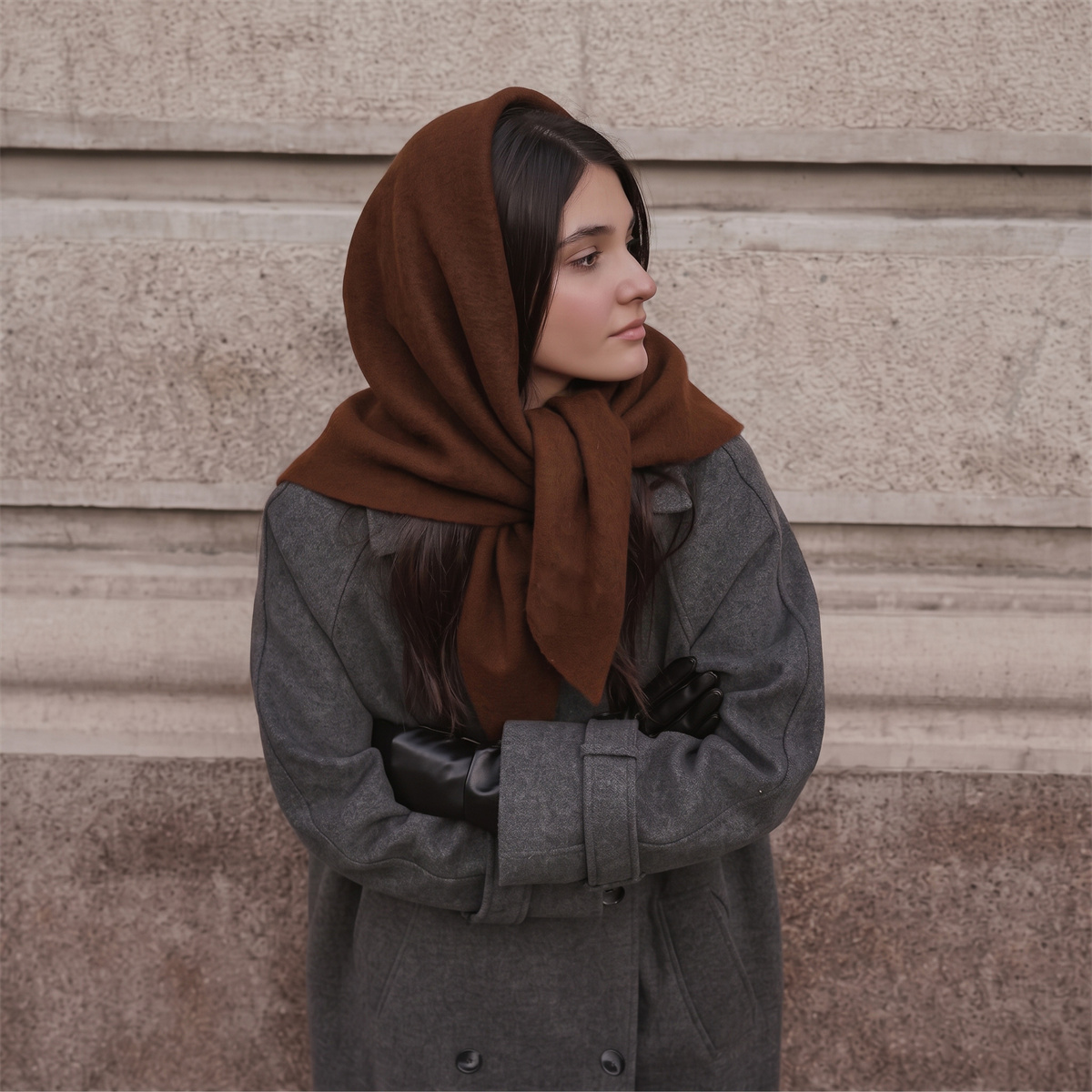 Warm Knit Triangle Wrap Shawl  - Women'S Winter Accessories Set recension och pris