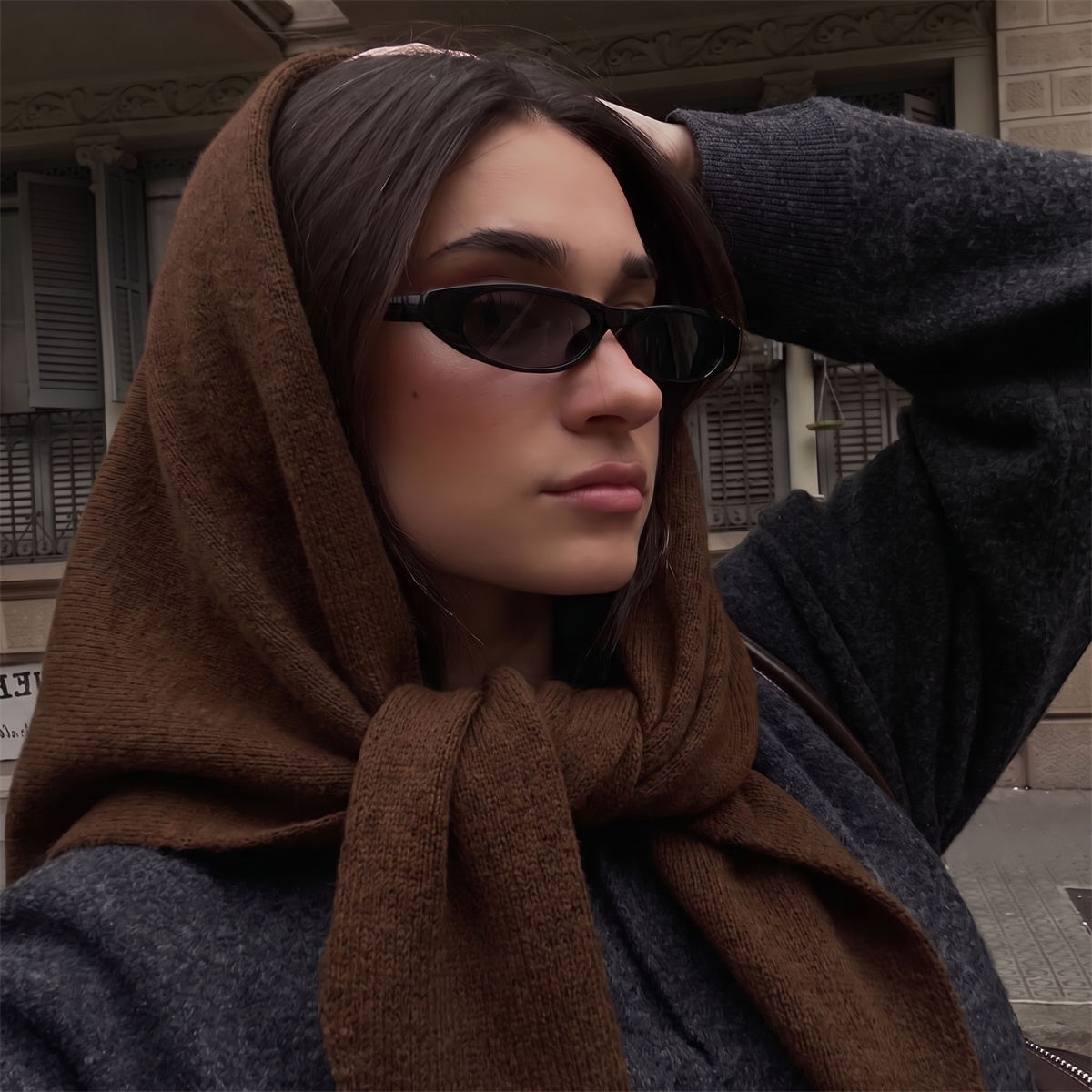 Warm Knit Triangle Wrap Shawl  - Women'S Winter Accessories Set recension och pris