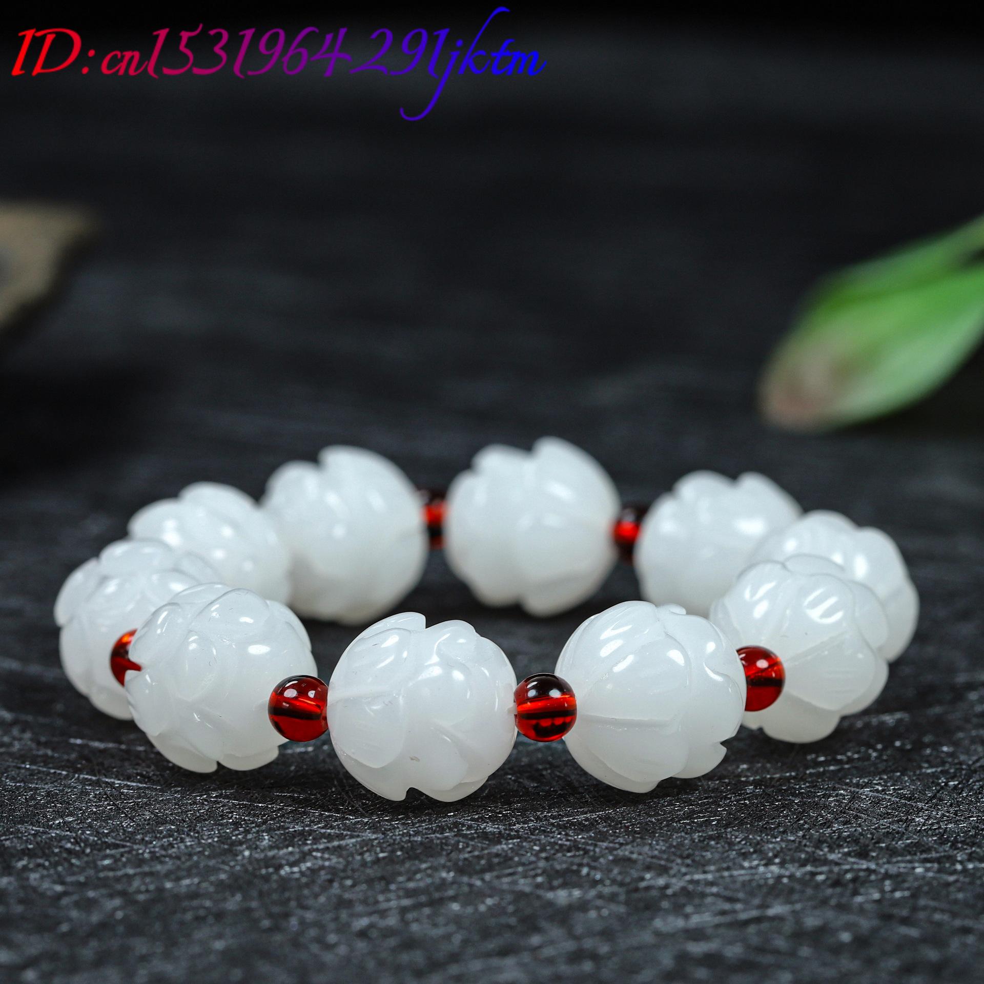 White Real Jade Lotus Bracelet - Accessories Woman recension och pris