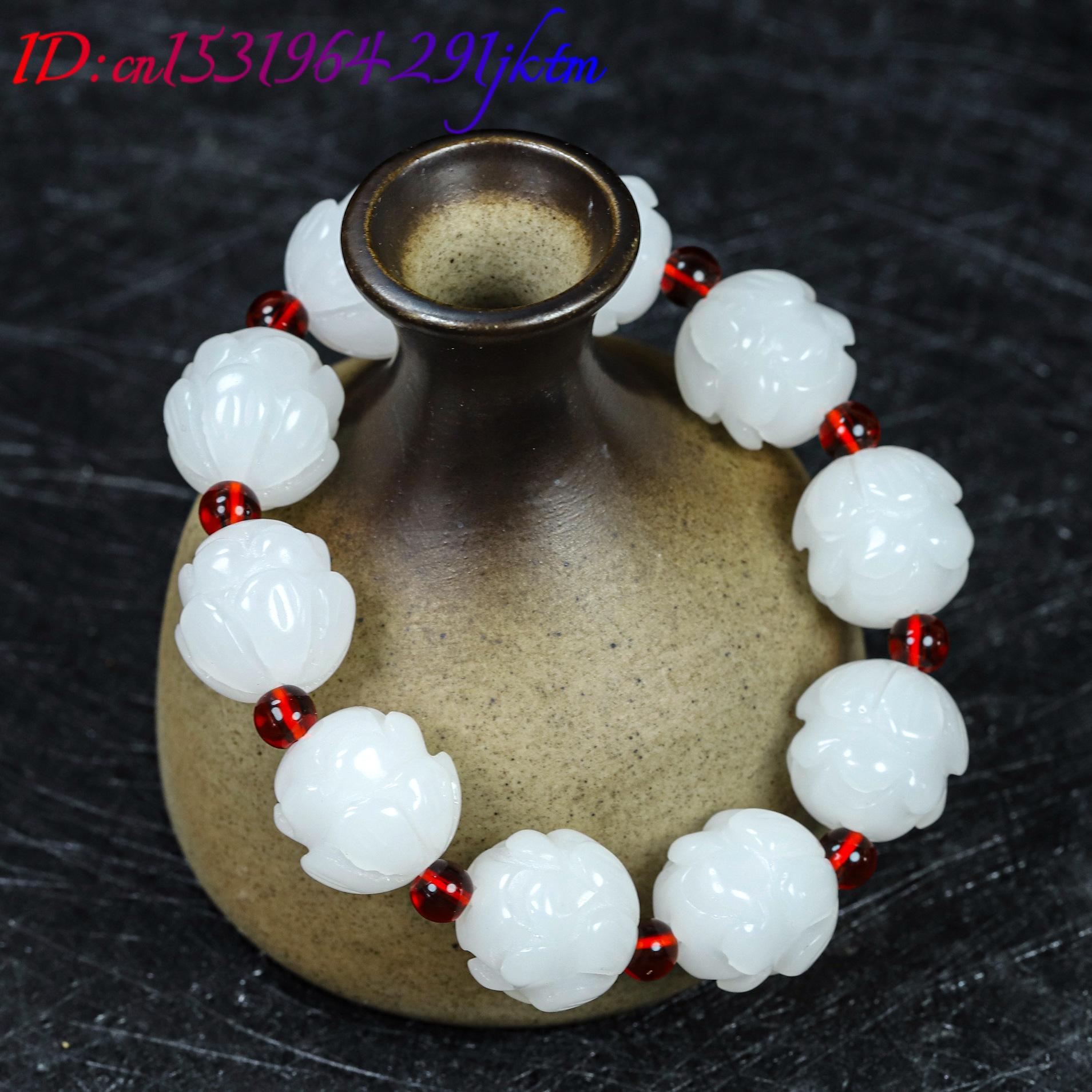 White Real Jade Lotus Bracelet - Accessories Woman recension och pris