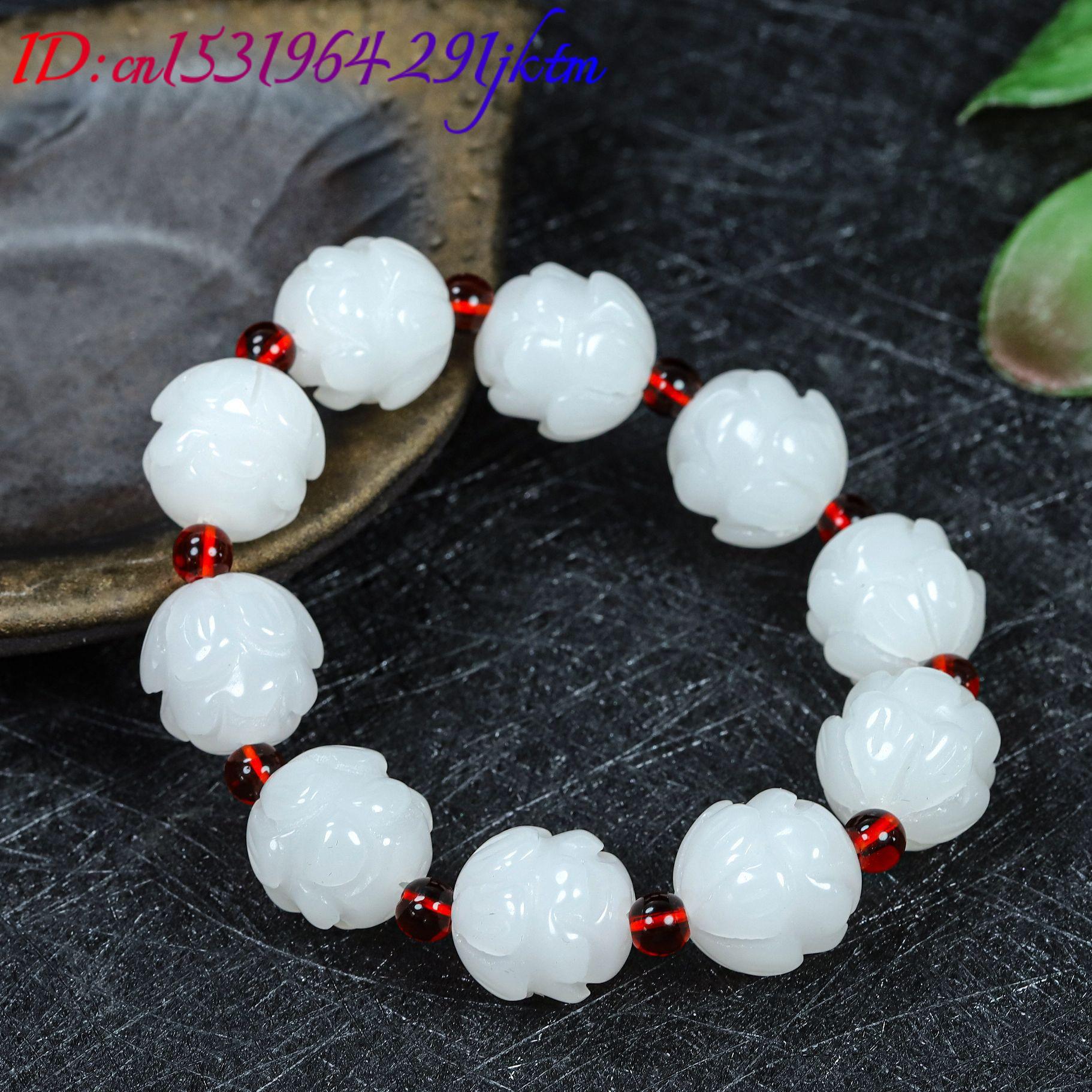 White Real Jade Lotus Bracelet - Accessories Woman recension och pris