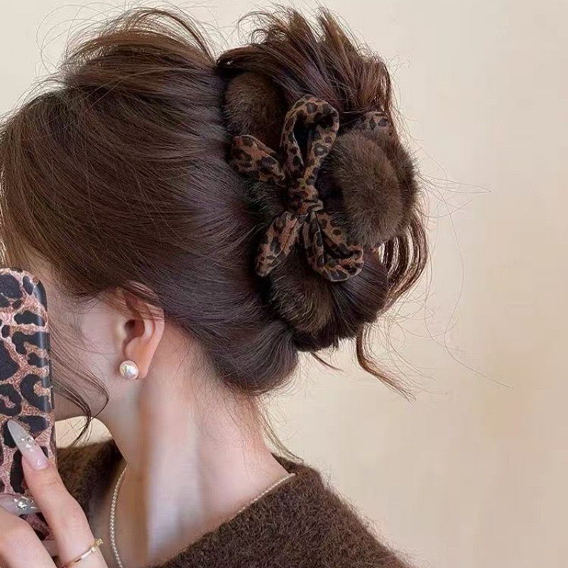1pc High-end Leopard Print Bow - Women'S Winter Accessories Set recension och pris