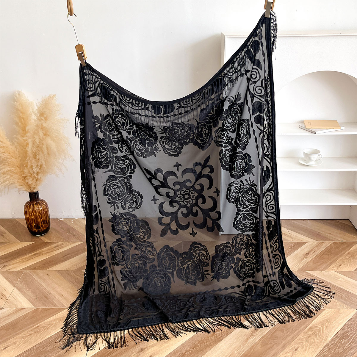 Retro Velvet Tassel Scarf Flor - Women'S Winter Accessories Set recension och pris