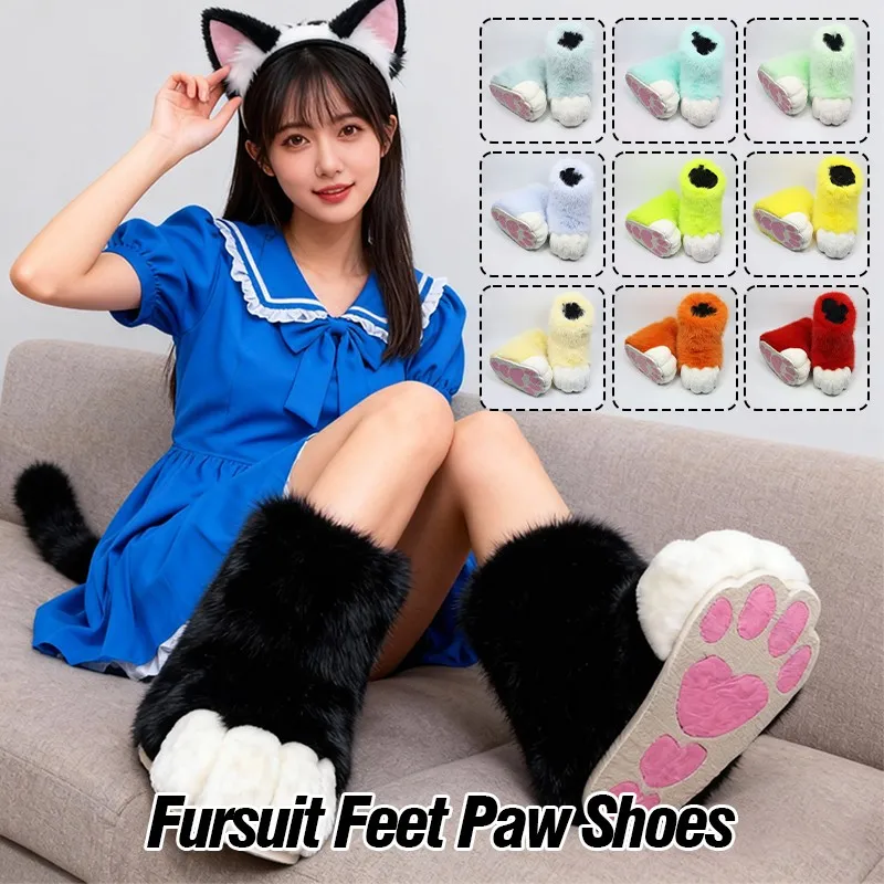 1Pair Fursuit Feet Paw Shoes K - Women'S Winter Accessories Set recension och pris