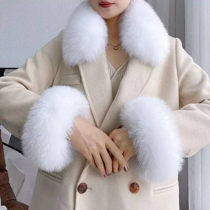 Winter Real Fur Collar And Cuf - Women'S Winter Accessories Set recension och pris