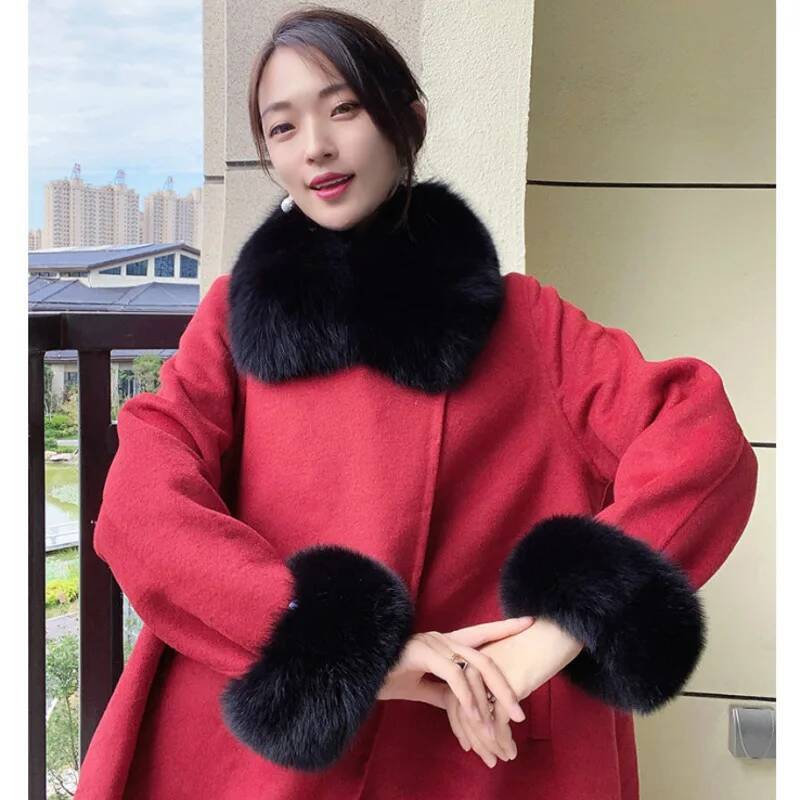 Winter Real Fur Collar And Cuf - Women'S Winter Accessories Set recension och pris